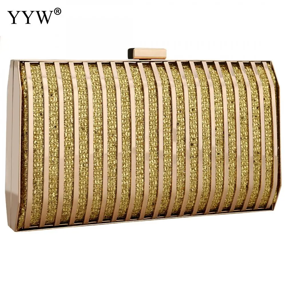 Gold Crossbody Bag For Women Fashion Evening Party Clutch Bags Over Shoulder Purse Bolsa Feminina Zinc Alloy Sequin Clutch