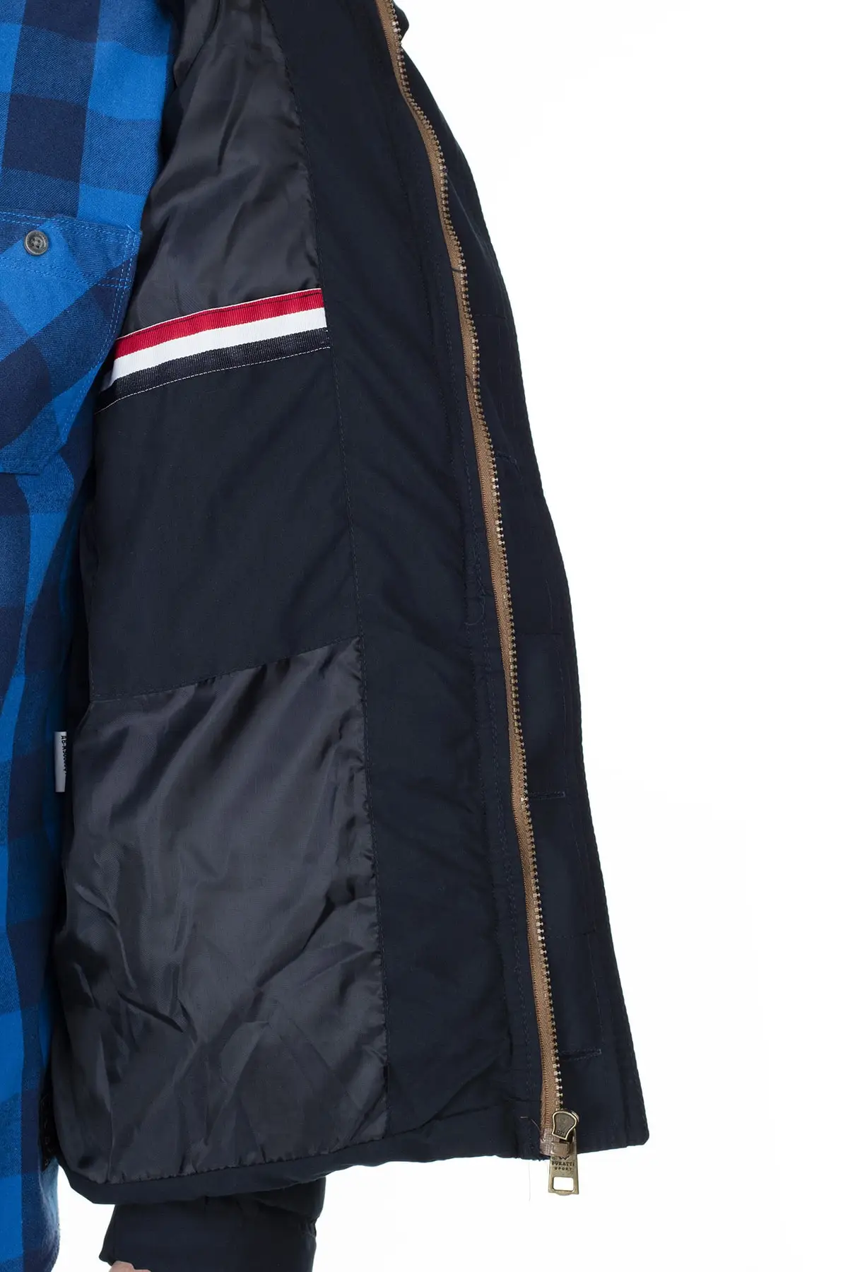

Buratti Male Navy Blue Hooded Zipper Pocket Slim Fit Coats 55618 K5071