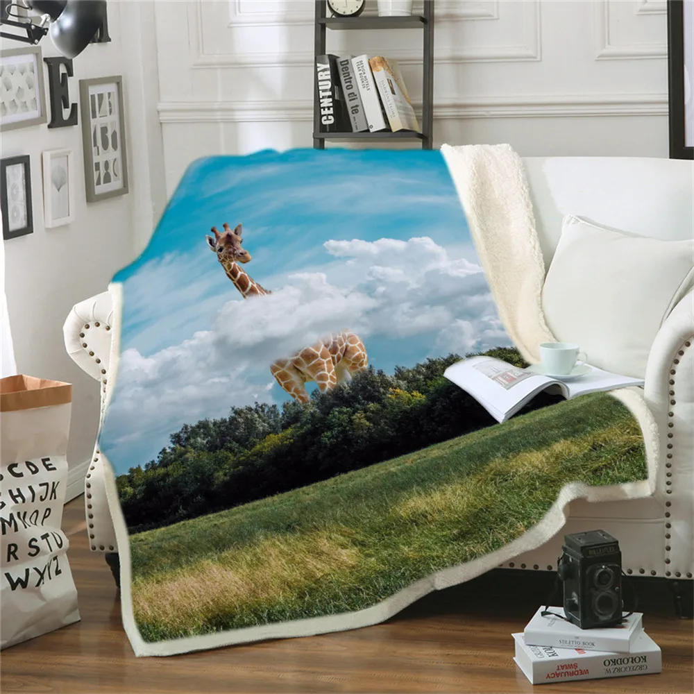 

Giraffe 3D Printed Fleece blanket for Picnic Thick Fashionable Bedspread Sherpa Throw Blanket Drop Shipping
