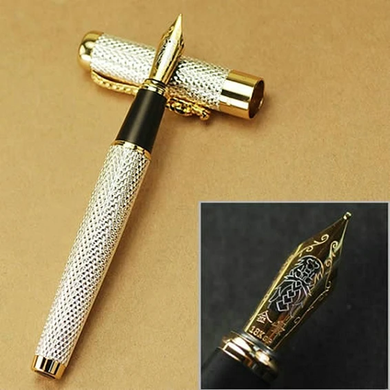 silver pen Jinhao 1200 Благородный Серебряный Дракон резчик М перо авторучка канцелярские принадлежности для школы и офиса ручка для письма - Цвет: silver pen