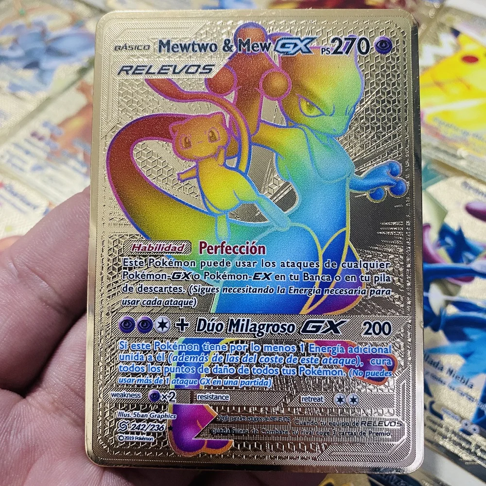 Испанские Покемоны металлические карты V-образные Желтые Vmax коллекция подарков