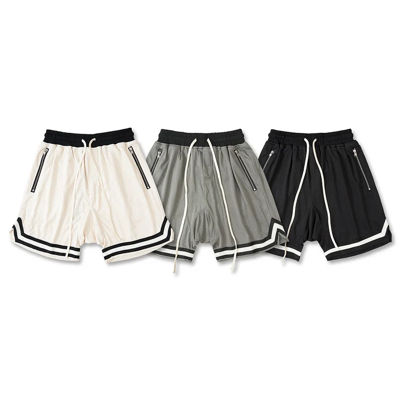 

High Quality Essentials Hole Drawstring Shorts Men Hiphop Streetwear Shorts Breathble Hole Fashion Oversize Short