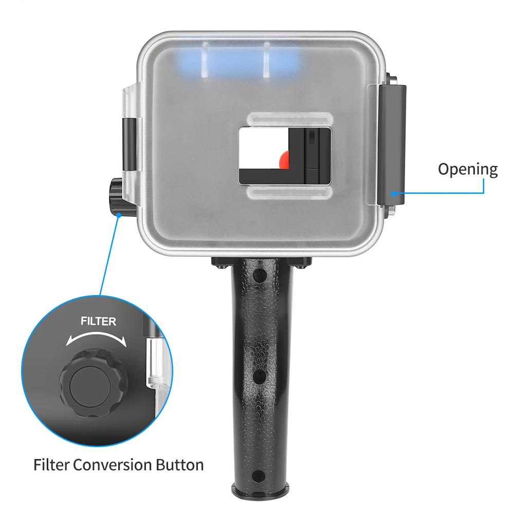 40 м светодиодный светильник для подводного плавания для GoPro Hero 7 6 5 Черный видео вспышка заполняющий светильник s водонепроницаемый чехол красный фильтр триггер