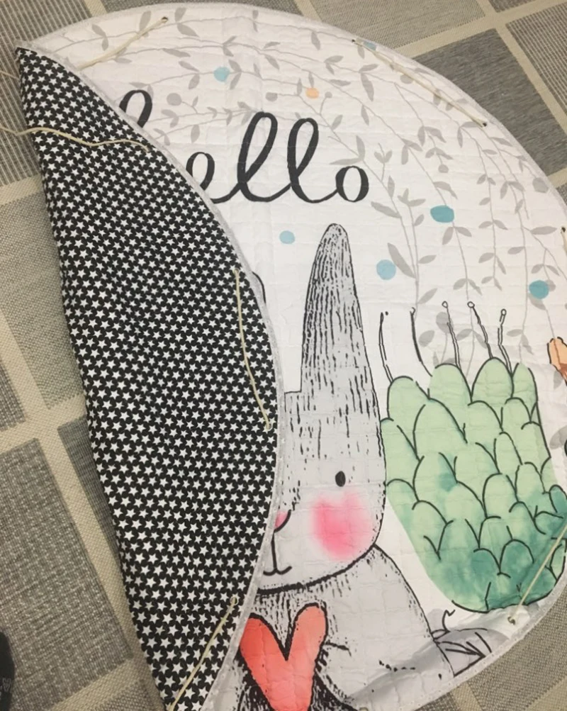 Мягкий детский ковер 150 см игровой коврик с мультяшным кроликом и животными