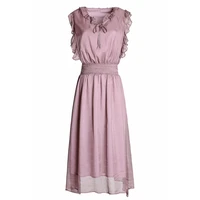 the new summer 2021 slim sweet pink fairy sleeveless v neck mulberry silk fashion super fairy quality dress