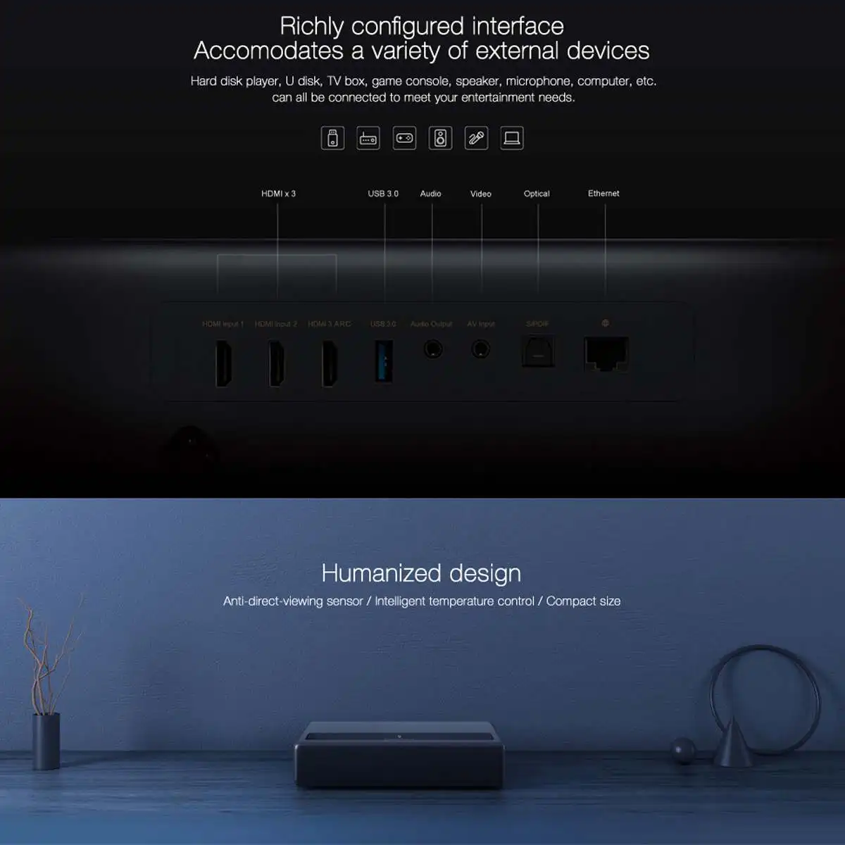 Xiaomi MJJGTYDS01FM 2 Гб 16 Гб MIUI tv Laser HDR tv 4K китайская версия bluetooth WiFi 3D Система домашнего кинотеатра английский интерфейс