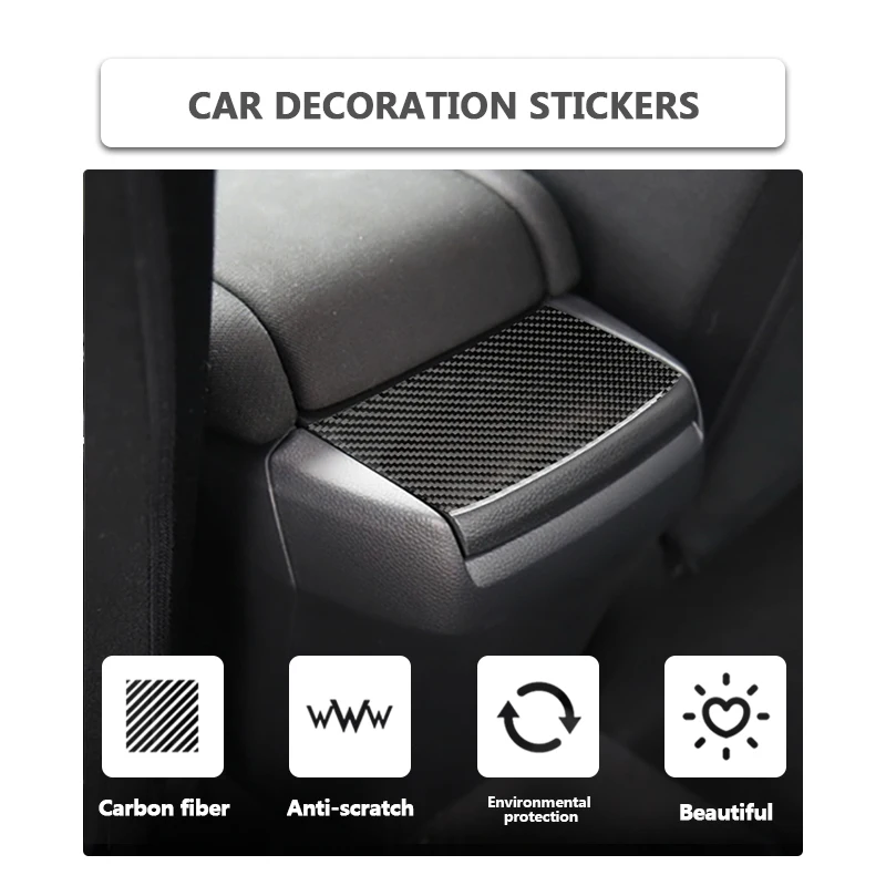

Car styling Carbon Fiber Sticker for Honda Civic 10th 2016-19 Car Rear Storage Box Protect Cover Sticker Logo protective sticker