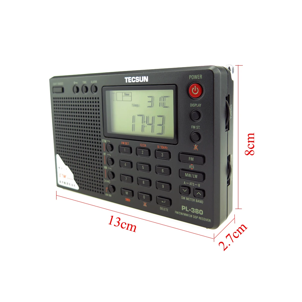 Tecsun PL-380 полнодиапазонная радио Цифровая Демодуляция стерео PLL портативное радио FM/LW/SW/MW приемник DSP интернет радио