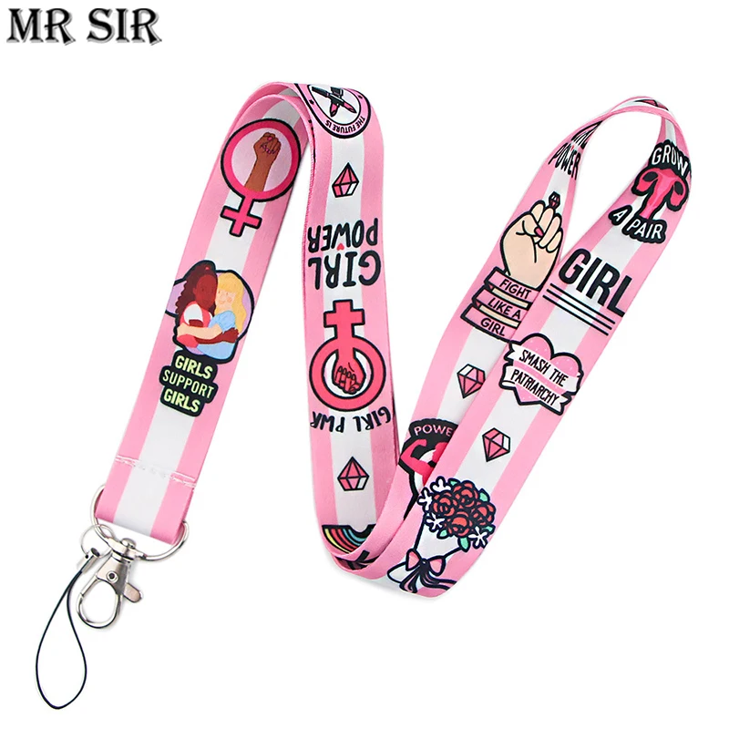 

Feminist Girl Power Neck Straps Lanyard Keychain ID Card Cell Phone Charm Hang Rope for Women Badge Holder Keycord Jewelry Gifts