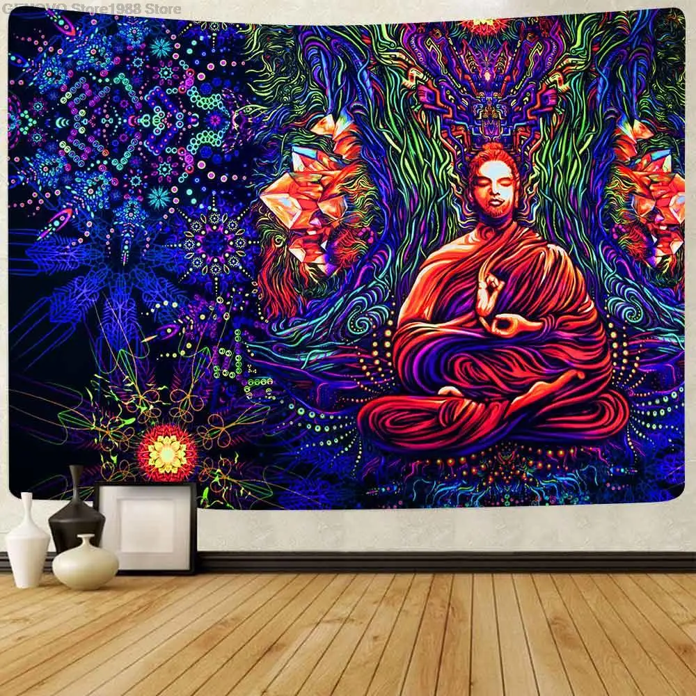 

Simsant Trippy Tapisserie Chakra Yoga Meditation Bunte Mandala Wand Hängen Wandteppiche für Wohnzimmer Schlafzimmer Wohnkultur