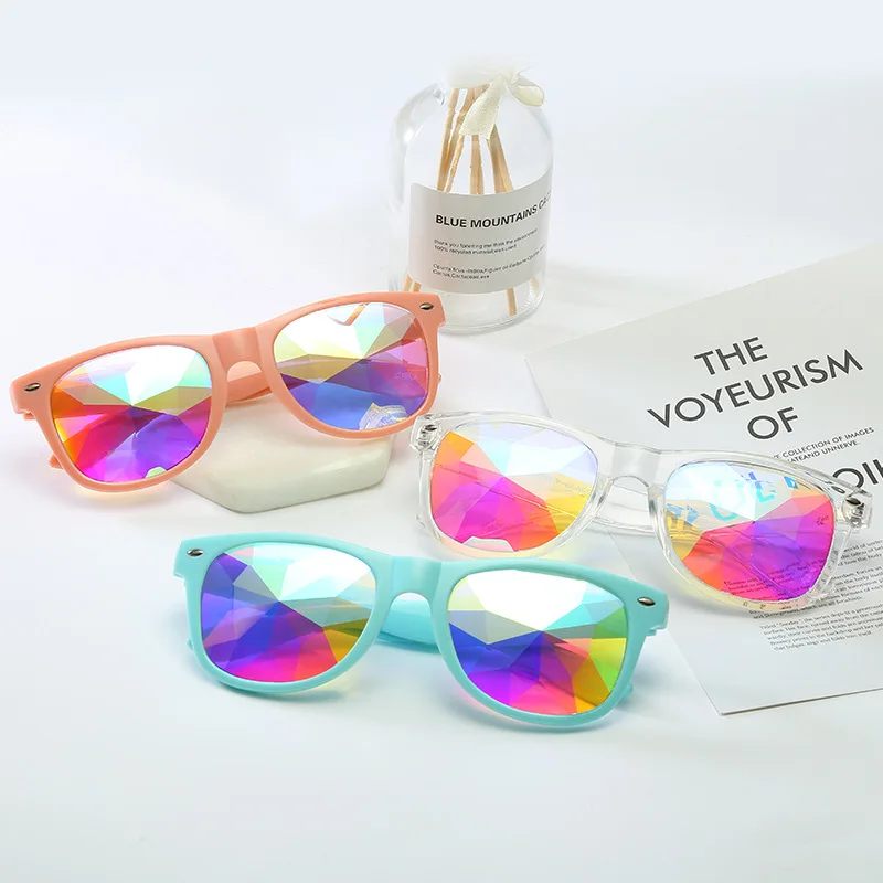 Квадратные калейдоскопические очки Veshion брендовые дизайнерские солнцезащитные