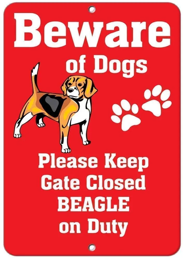 

Tin Signs Beagle Dog Beware of Metal Sign for Bedroom Cafe Home Bar Pub Coffee Beer Kitchen Bathroom Funny Wall Decor Art