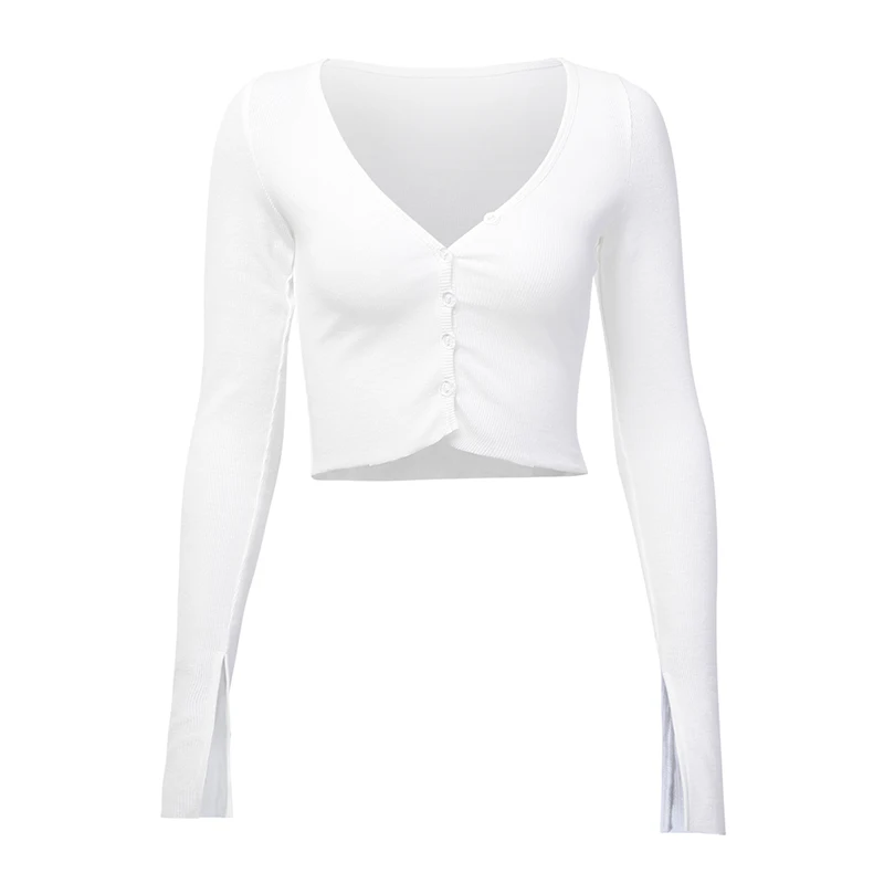 

Women Long Sleeve Crop Tops Sexy Deep V Neck Basic Solid Black White Lady Casual Tshirt Sexy Off Shoulder T Shirts Summer Autumn