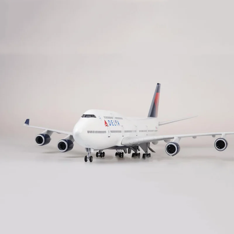 

47cm Airplane 1/150 Scale Boeing 747 B747 Airline Aircraft DELTA Model W Light&Wheel Diecast Resin Plane For Collection Toy