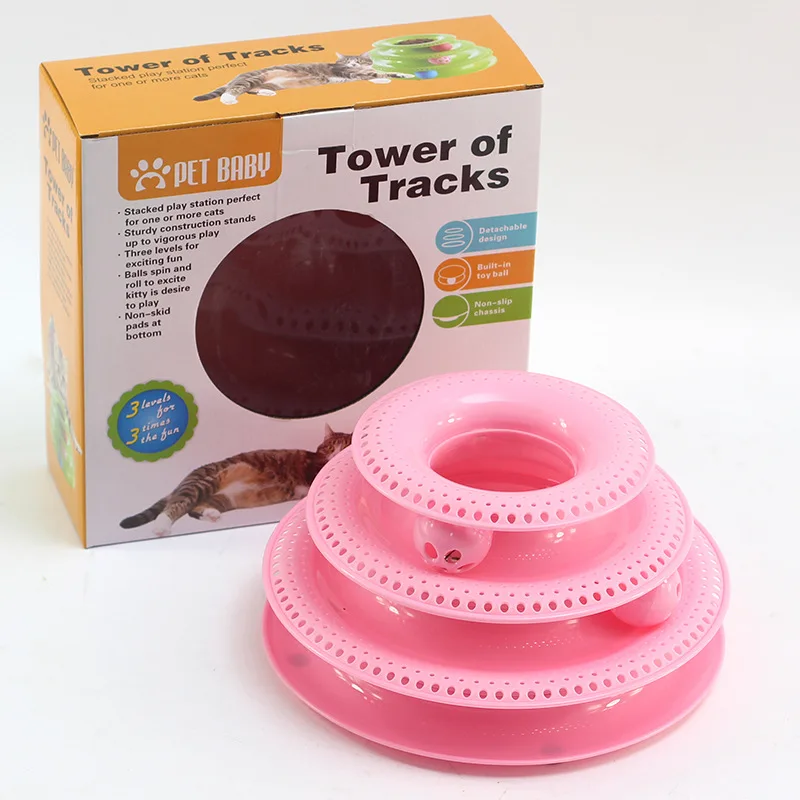 

Three Levels pet cat toy Tower Tracks Disc cat Intelligence Amusement triple pay disc cat toys ball Training Amusement plate