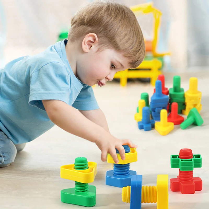 

16 наборов винтовых гаек, пластиковые вставные блоки, игрушки в форме гаек для детей, обучающие игрушки для детей, подарок Монтессори CT0336