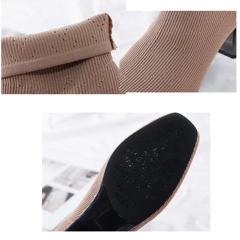 Женские эластичные ботинки из флока Короткие Модные облегающие Сезон осень-зима