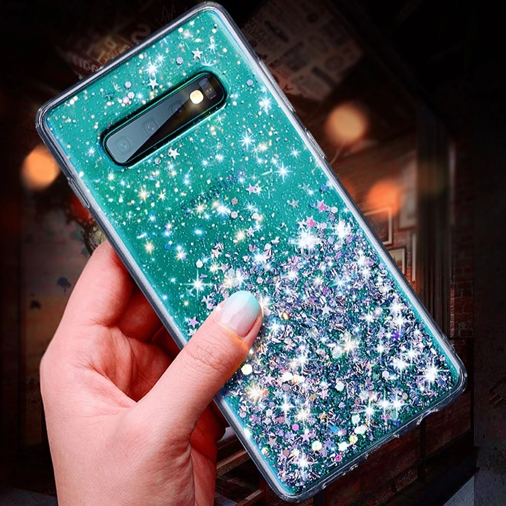Glitter Star Clear Phone Cover Case For Samsung Galaxy S10 S9 S8 Plus Note 8 9 10 Pro Transparent Soft TPU Silicon Cases | Мобильные