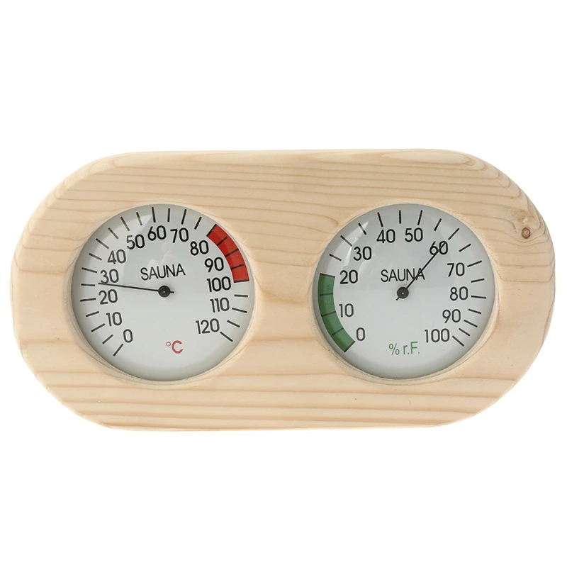 

A0KF Wooden Sauna Thermometer Hygrometer Temperature Meter Sauna Room Sauna Climate Meter Measuring Station Sauna Thermometer