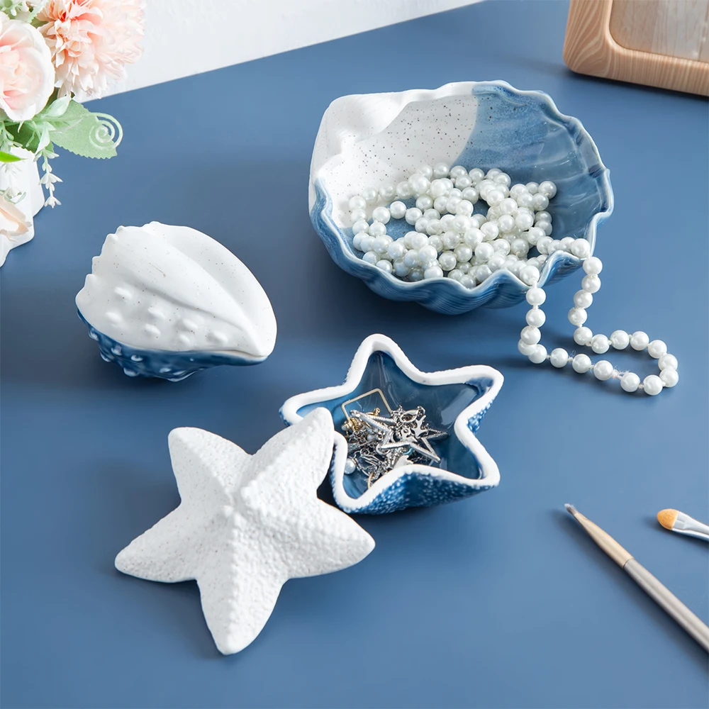 Домашний Dcoration Conch контейнер для хранения ювелирных тарелок керамический