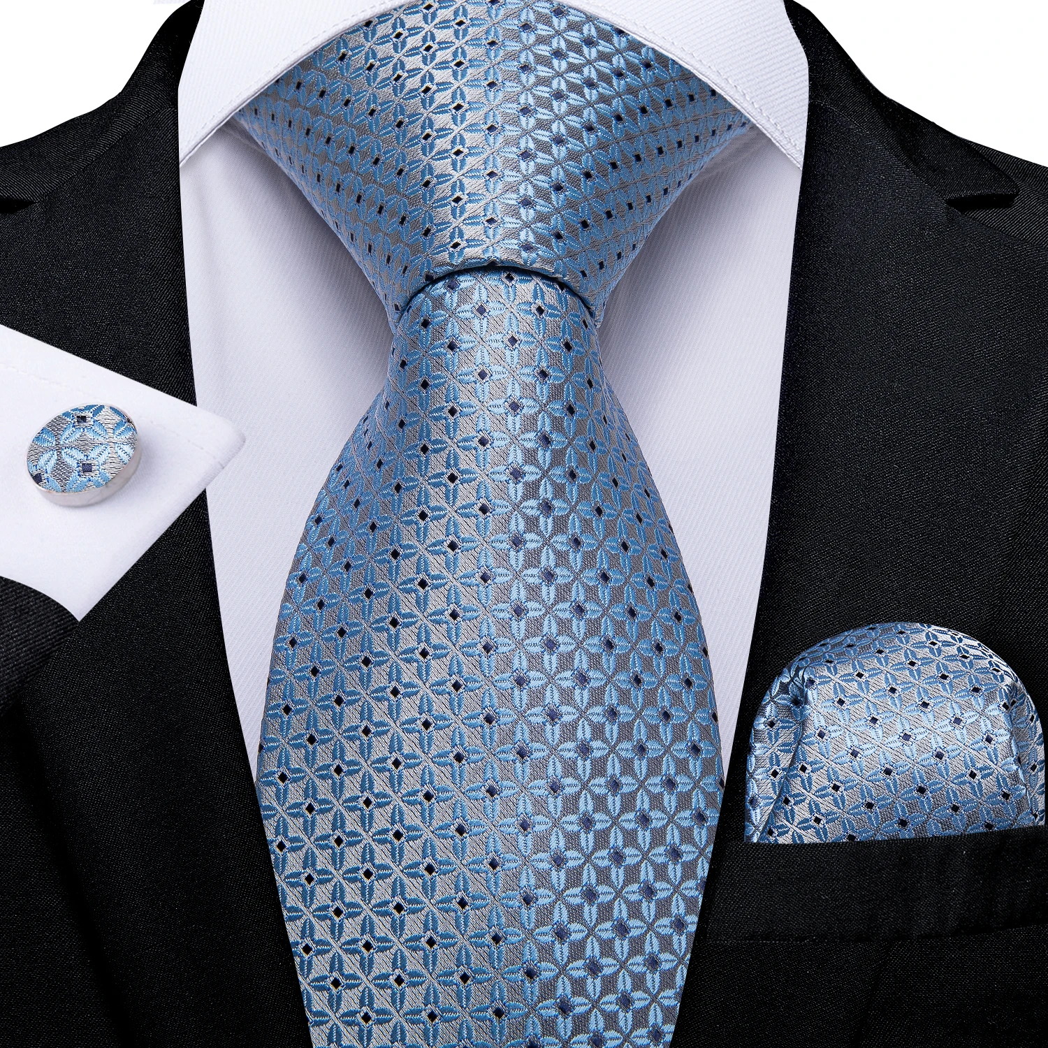Classic 3 Pack 8cm High Quality Men's Ties Gravatas Formal Business Wedding Necktie Accessories Silk Tie Hanky Gift Box DiBanGu