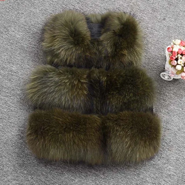 Khaki Green JKKFURS Модный стильный женский жилет из натурального меха енота Зимний толстый теплый модный жилет 3 ряда S1150B - Цвет: Khaki Green