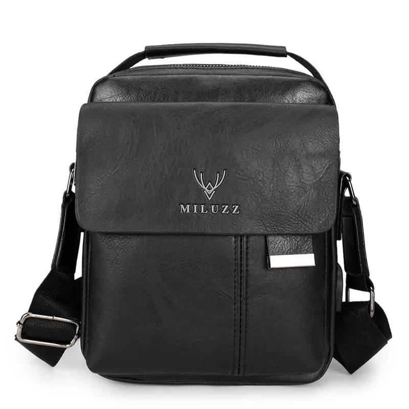 

New Men's USB Interface Messenger Bag Soft PU Leather Business Bag