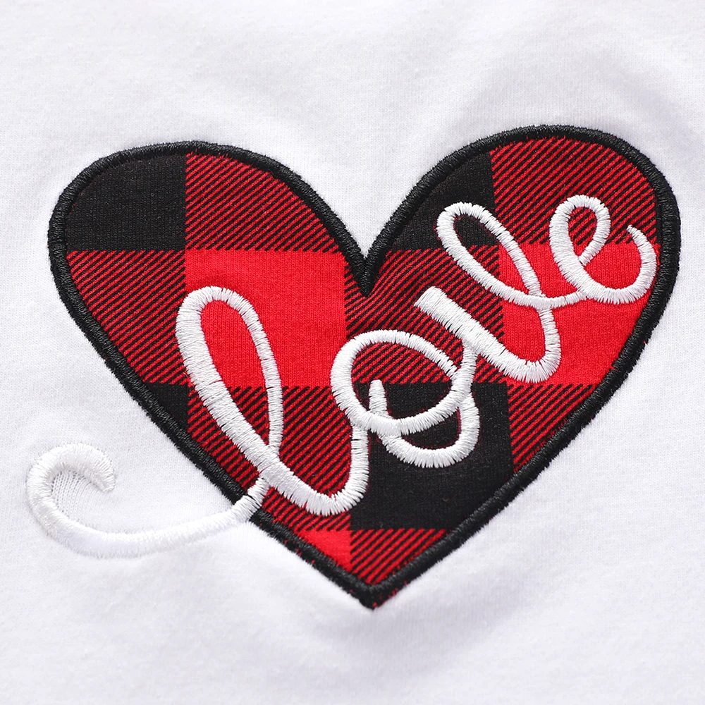 OEAK Toddler Kids Baby Girls Valentine's Day Heart Tops Plaid Skirts Outfits Clothes Long Sleeve Summer Clothing Sets | Мать и
