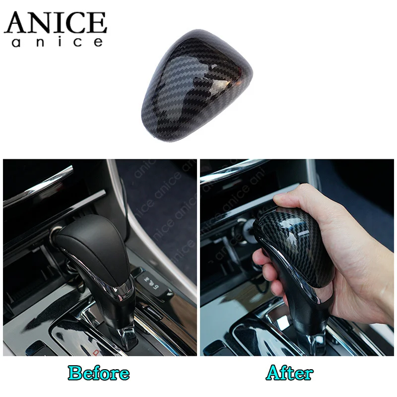 Carbon Fiber Color Inner Gear Shift Knob Cover fit For Honda Accord accessories 2013 ABS