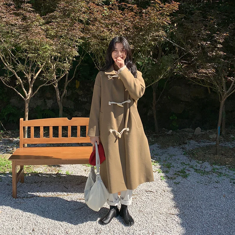 Повседневное модное зимнее шерстяное пальто длинные карманы Смешанное и куртка