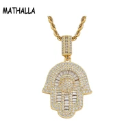 mathalla womens hand shaped pendant with cz tennis chain and rope chain necklace fashion accessories hip hop womens jewelry