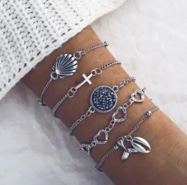 Золотой Цвет Раковина Каури браслеты для женщин нежные веревки цепи браслет