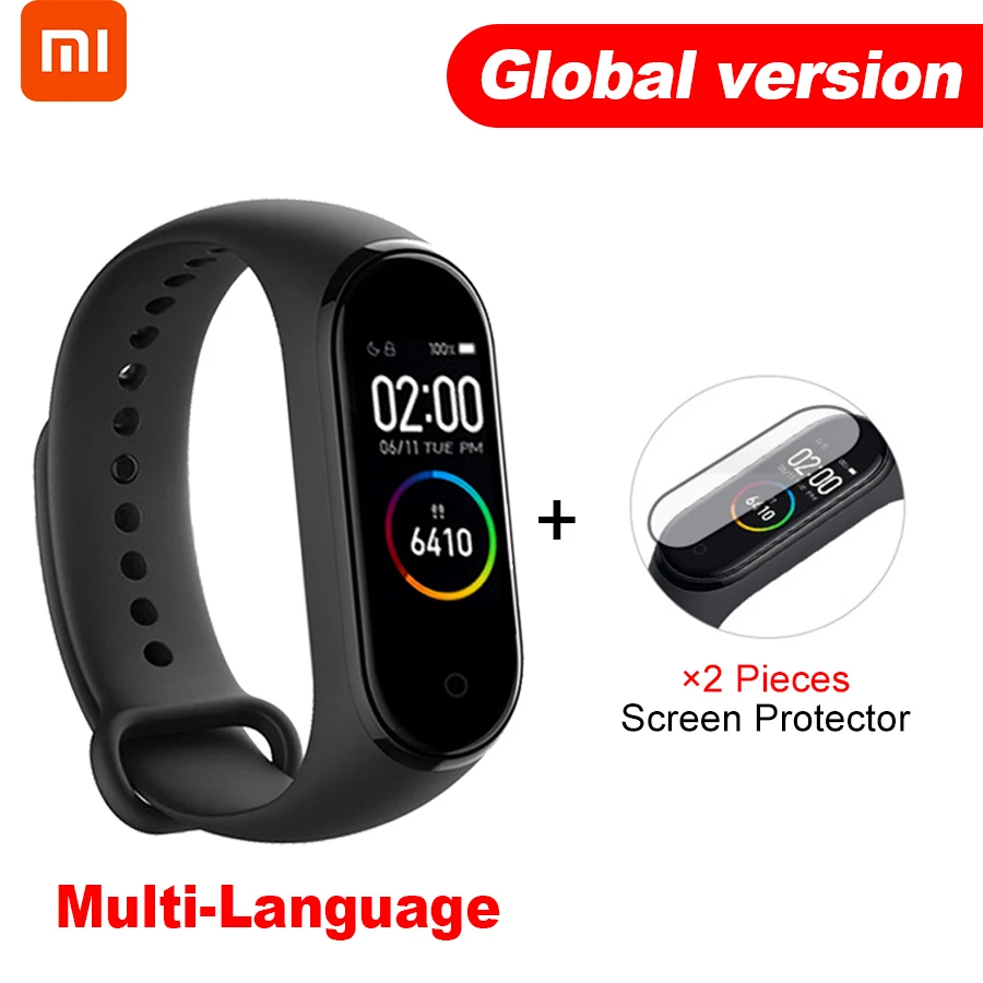 Gb Version N Film Xiaomi mi Band 4 Smart mi band 4 Цвета экран Браслет фитнес-трекер для измерения сердечного ритма Bluetooth 5,0 водонепроницаемый банда4 - Цвет: Gb Version N Film