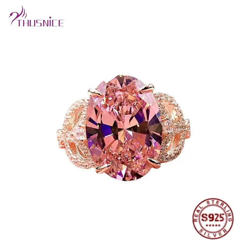 

ThusNice 100% 925 Sterling Silver Ring 10*14mm High Carbon Diamond Bridal Rings Sparkling Wedding Party Silver 925 Jewelry Gifts