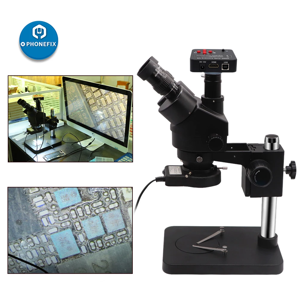 

Black 38MP 1080P HDMI USB Video Camera 3.5X-90X Simul-Focal Trinocular Stereo Microscope Set For Electronics Soldering Repair