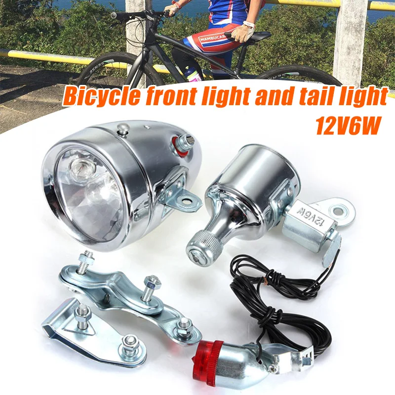 

12V 6W Motorized Bike Friction Generator Dynamo Headlight Tail Light Kit SM