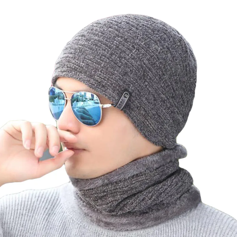 

Beanies Men Double-layer Velvet Cloth Hat Unisex Plus Velvet Knitted Wool Beanie Solid Color Winter Beanie Hats For Women Beanie