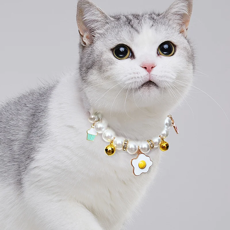 

Pet Cat Pearl Necklace Cat Collar Teddy Collar Jewelry Accessories Pendant Pet Cat Collar Pearl Cat And Dog Universal Collar