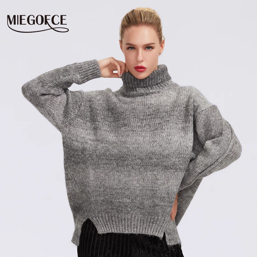MIEGOFCE 2019 Водолазка Свитера женские зимние однотонное полиэфирное волокно вязаный