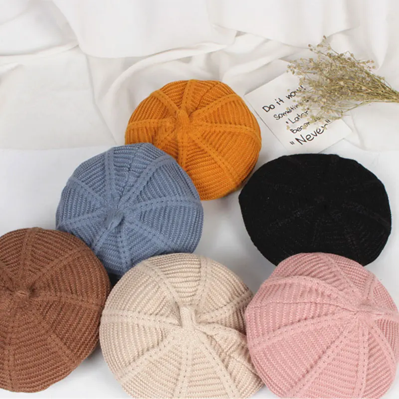 Однотонный теплый берет для мальчиков и девочек 3-8 лет | Аксессуары одежды