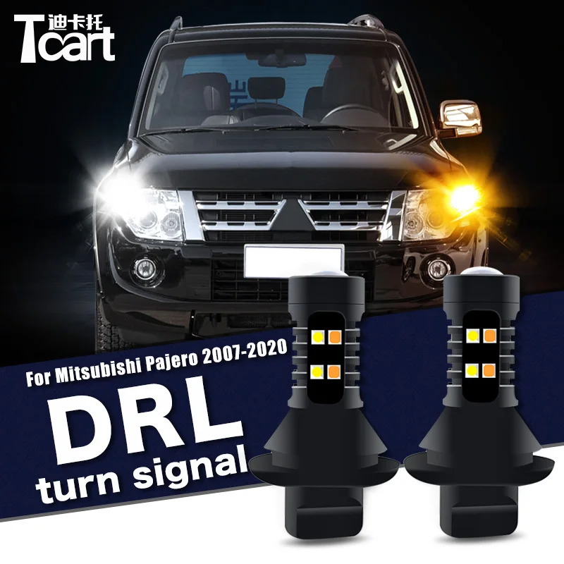 

For Mitsubishi Pajero Montero Shogun (V80 / NS) 2Pcs Led drl Daytime Running Light Turn Lights 2IN1 Car accessories