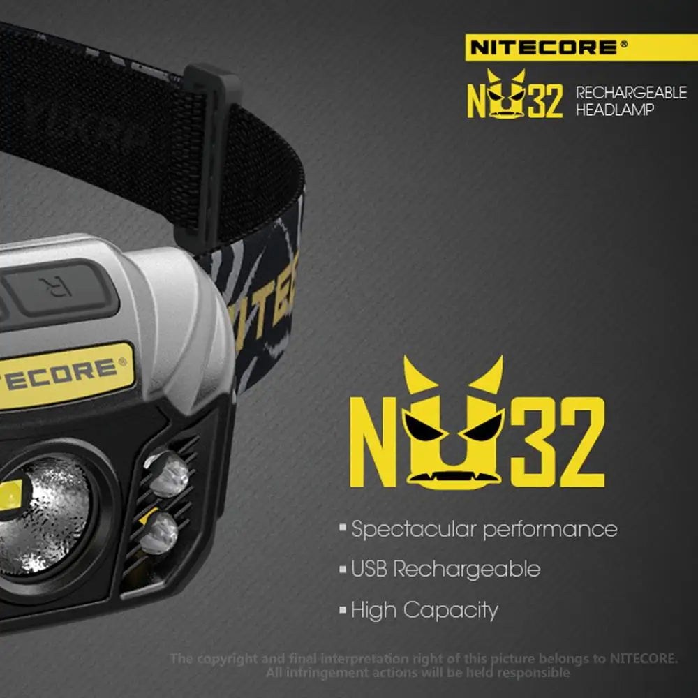 NITECORE NU32 550 люмен USB Перезаряжаемый легкий фары со встроенной батареи используется