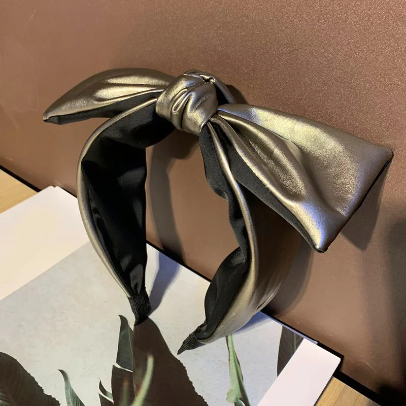 

Free Hsipping PU leather Hairband Big Bow Headband women Girls Hair Hoop Hair accessories For Women Headdress Bezel Head Hoop