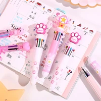 10pcs student cute ten color ballpoint pen multi function click oil pen multi color pen male and female student stationery