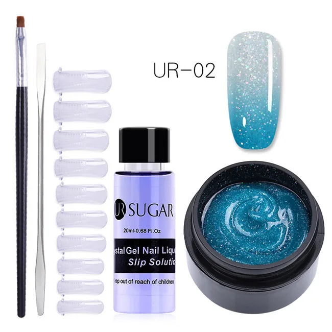 5pcs set2 UR SUGAR 15 мл термальный поли УФ гель набор Наборы Блеск Температура Изменение цвета Замачивание от УФ светодиодный Bulider гель продлевающий половой акт инструменты для полировки - Цвет: 5pcs set2
