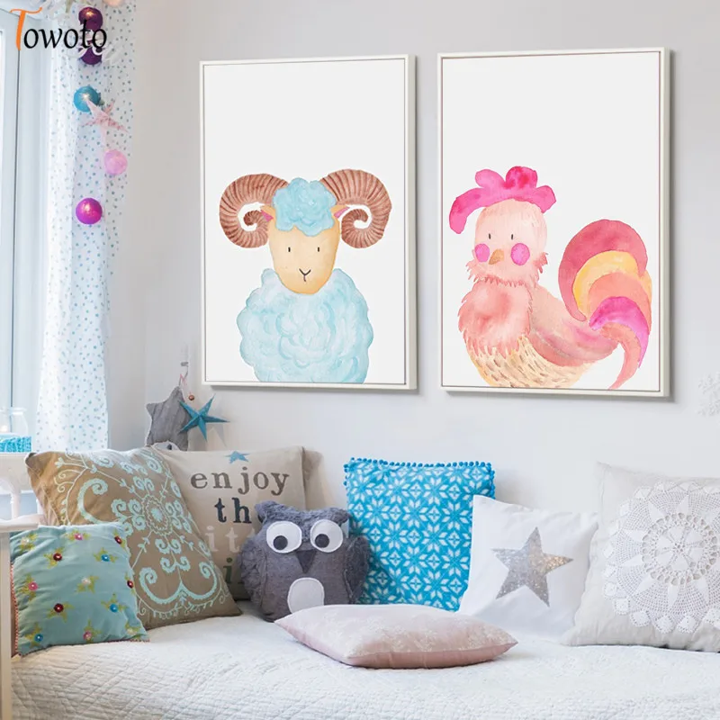 Акварель животных холст для живописи с оленем малышей принтом &quotовечки&quot