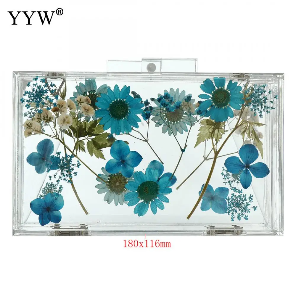Women Luxury Evening Bags Wedding Party Pearl Flower Handbag Crossbody Clear Hard Box Clutch Transparent Chain Women Clutch Bag