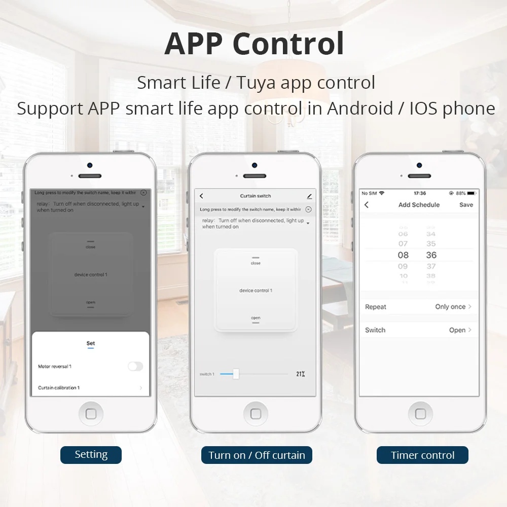 Умный выключатель для штор с ограничительной функцией электрический WiFi Tuya Smart Life