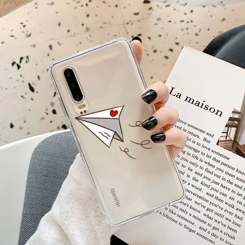 

paper airplane Childhood Phone Case Transparent for Samsung A71 S9 10 20 HUAWEI p30 40 honor 10i 8x xiaomi note 8 Pro 10t 11
