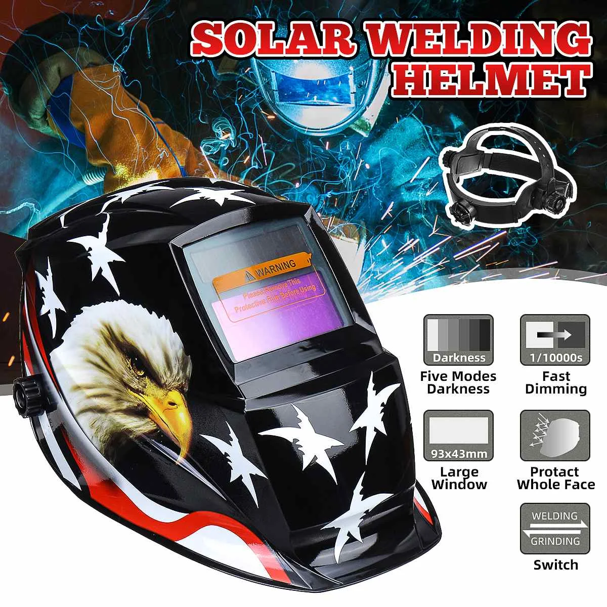 

Professional Solar Auto Darkening Adjustable Range MIG MMA TIG Electric Welding Mask Helmet Welding Lens for Welding Machine